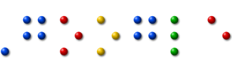 Graphic Link - The trademark Google written in multi-color Braille cells.